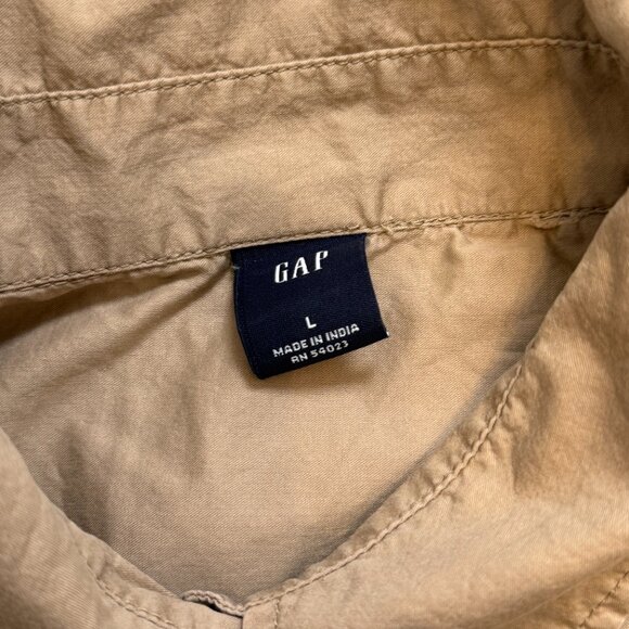 GAP women's large khaki button down long sleeve shirt - Picture 3 of 5